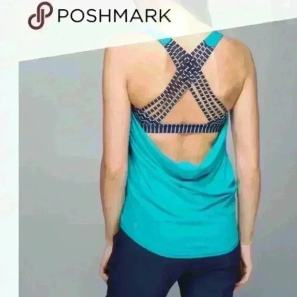 LULULEMON WILD TANK HEATHER BLUE TROPICS/Parallel Stripe Deep Navy Tranquil 6/S - Picture 3 of 13